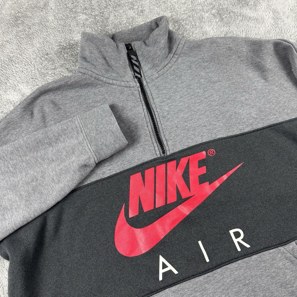 Nike Air Sweatshirt Men's Gray Colorblock 1/4 Zip Fleece Sweatshirt XL